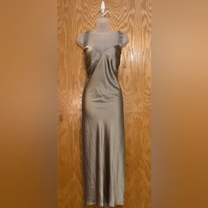 Elegant Holiday Champagne Evening Slip Dress w/ Ruffle Straps size 2XL